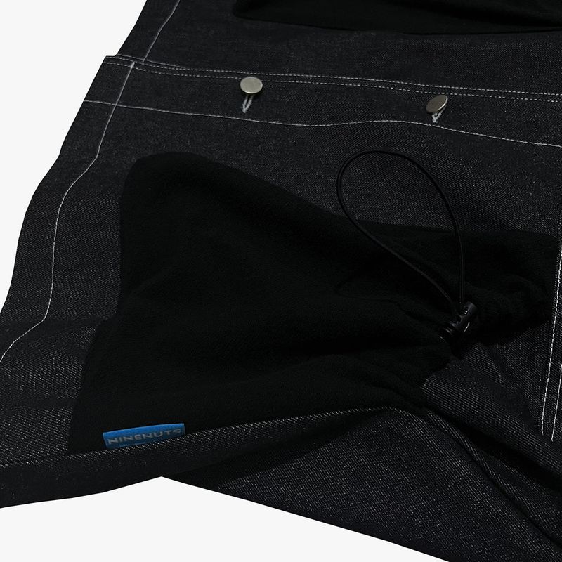 reverse terry pocket denim shortsleeve shirt_black