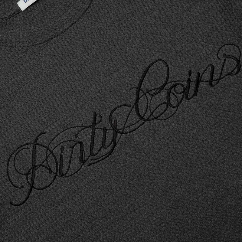 DirtyCoins Script Waffle LS T-Shirt Grey