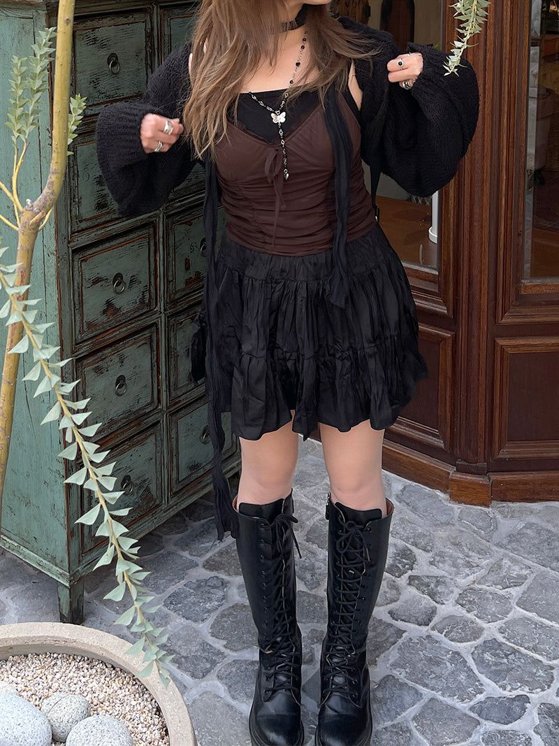 Romantic wrinkle banding skirt