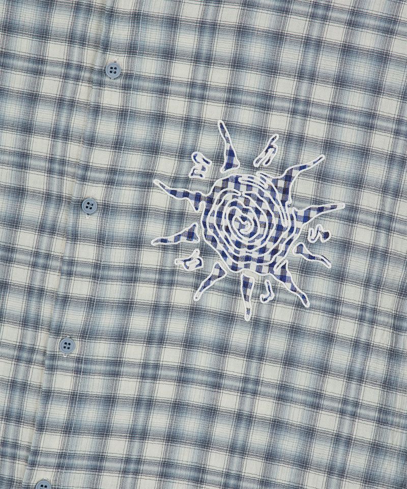 CHECK APPLIQUE HALF SHIRT