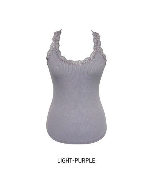 Fran Ribbed Lace Halter Sleeveless