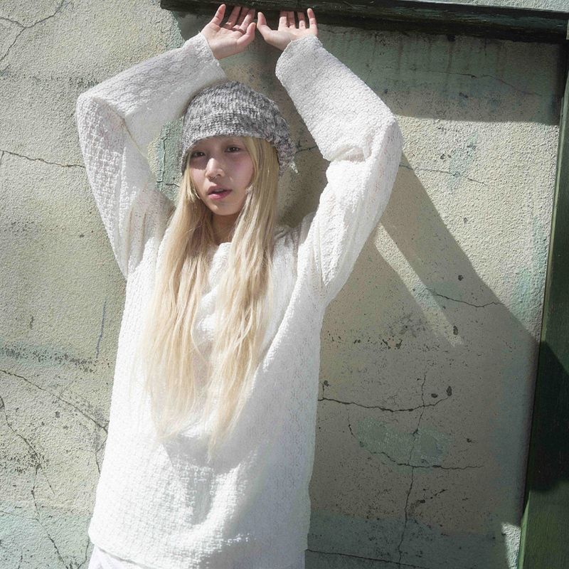 KOOKEESEE（クキシ）の「Crumble Lace Tee (ivory)（Tops）」