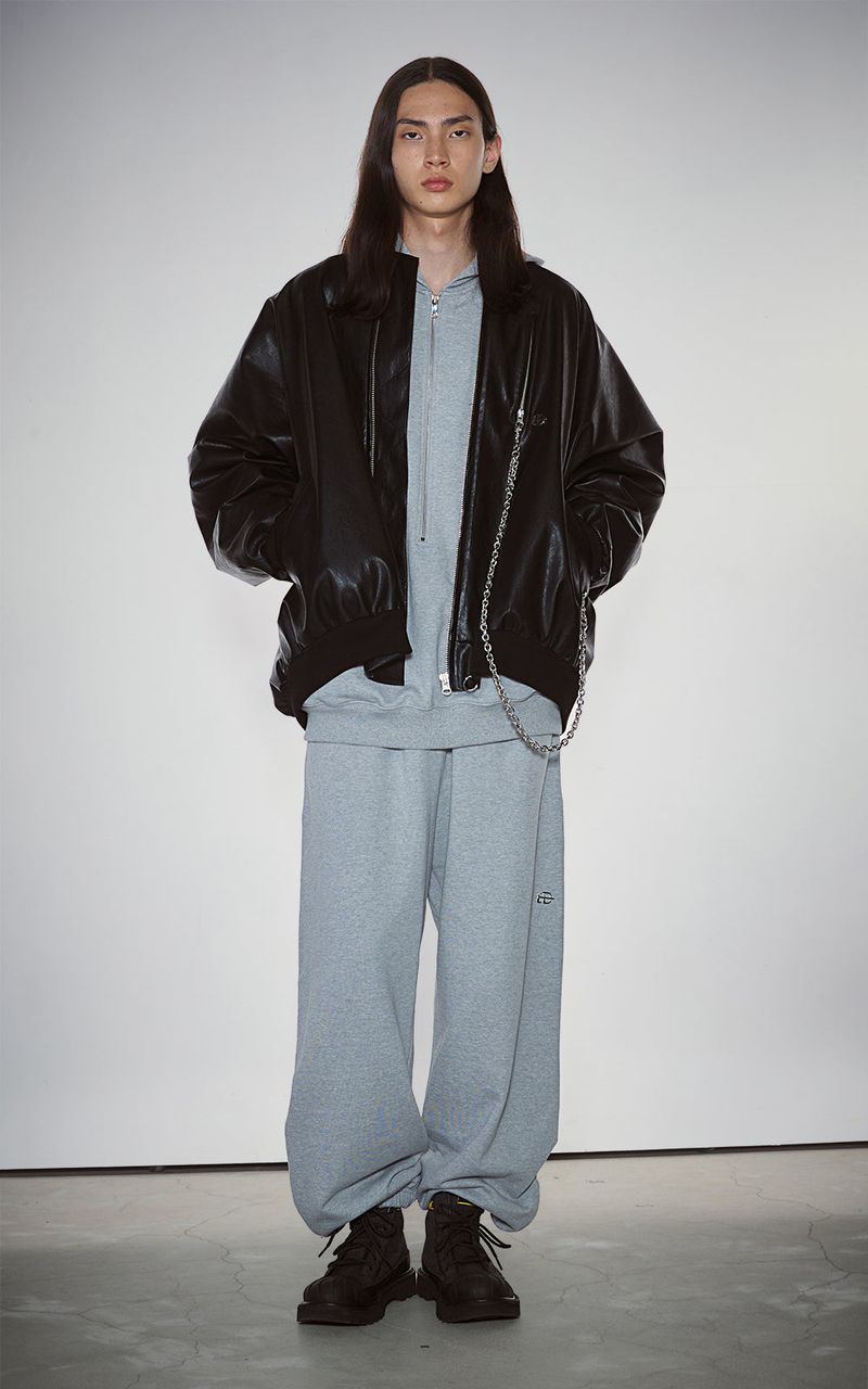 HAIF-ZIP HOODIE (LONG)_GRAY