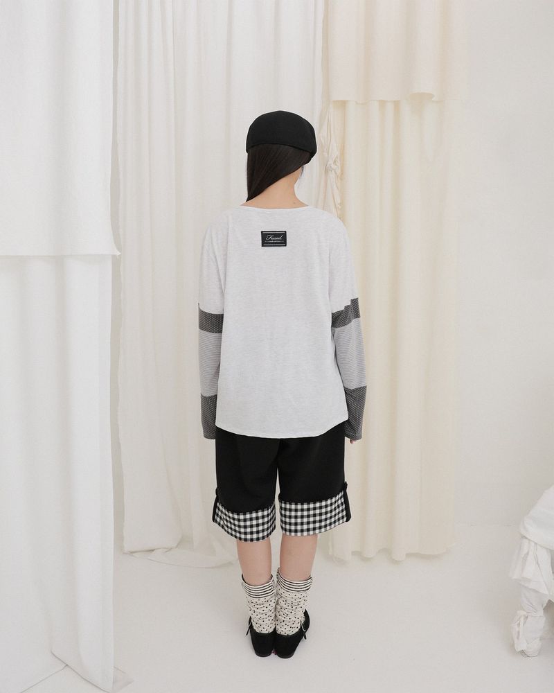 CHECK FOLDING BERMUDA SWEATPANTS