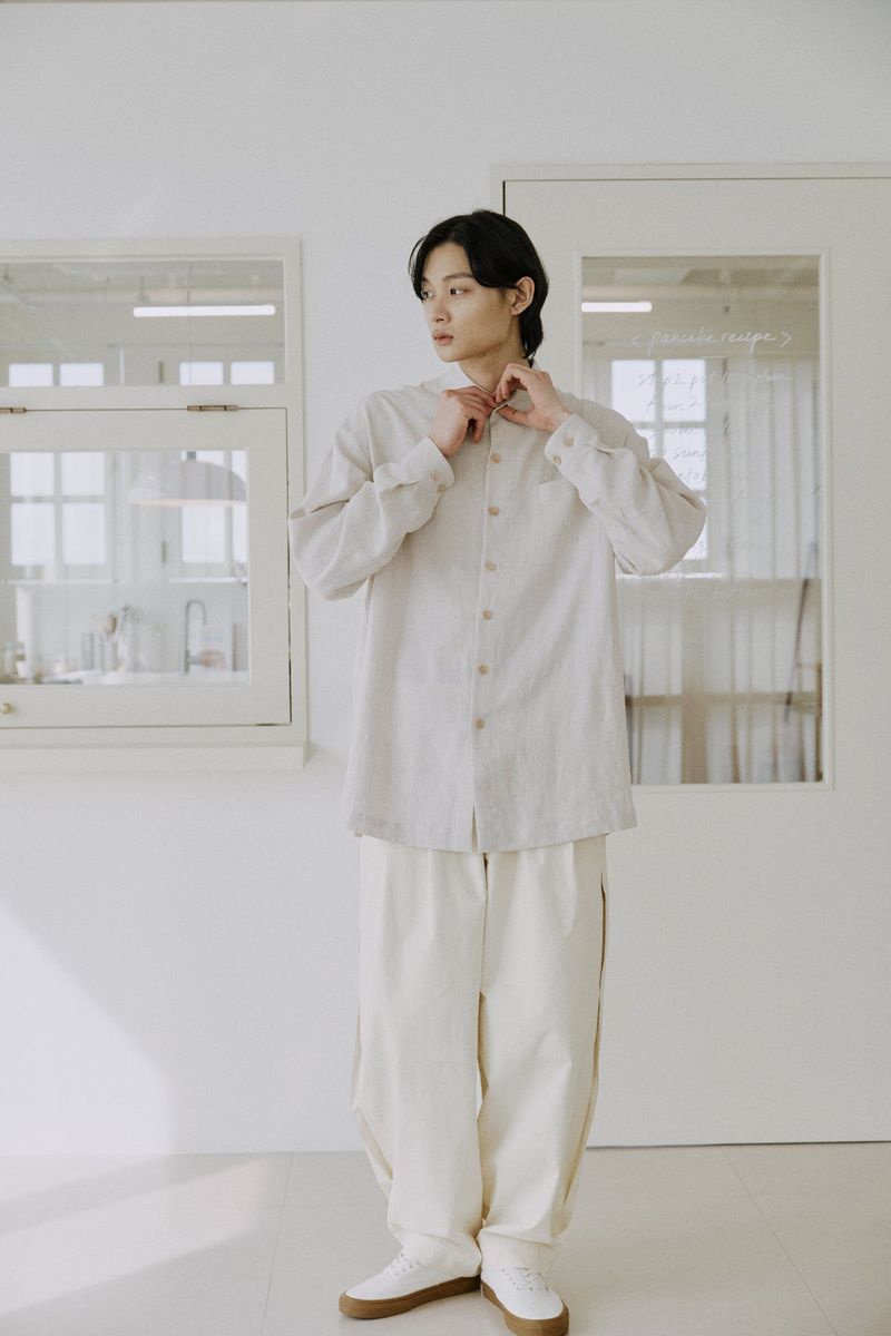 unisex side balloon pants cream