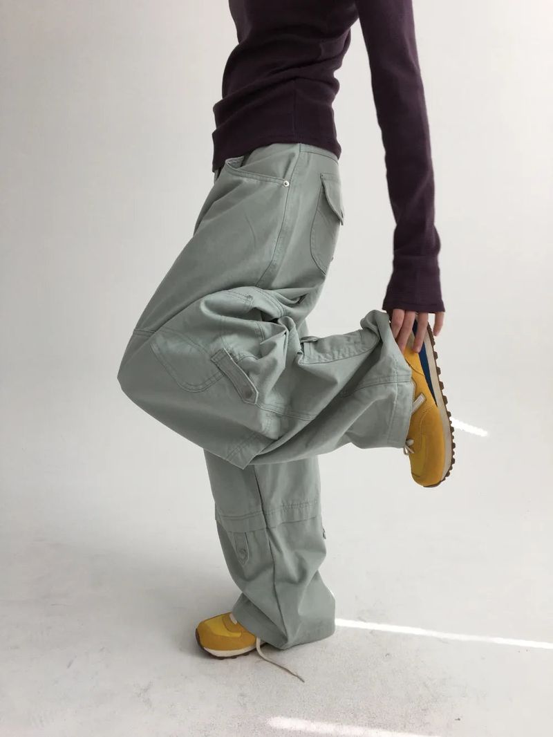 Denp Button Cargo Wide Pants (3color)