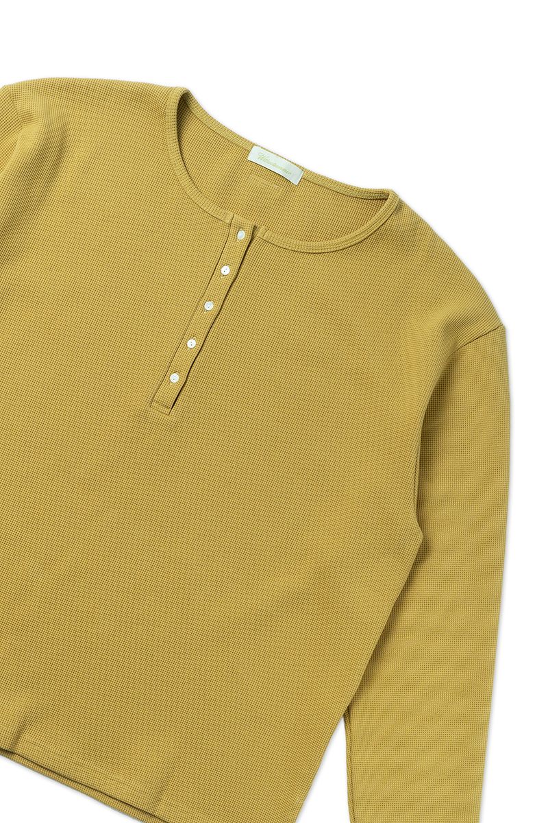 Waffle button t-shirt_mustard