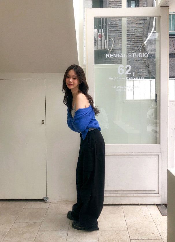Snap Button Cotton D Ring Wide Pants (3color)