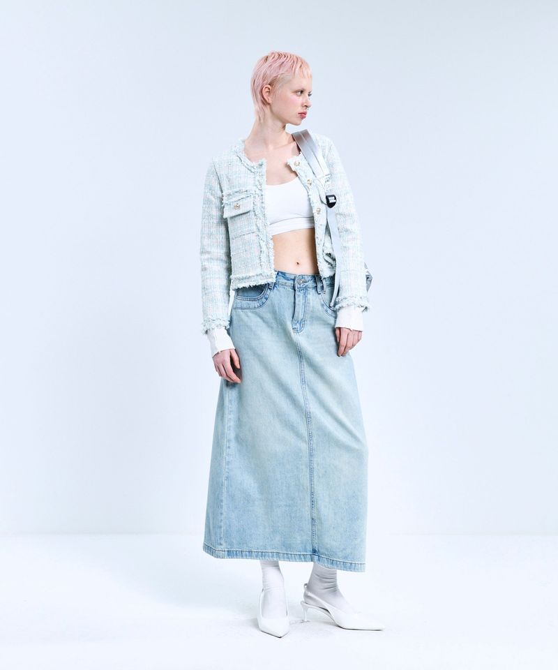 vivabrown（ビバブラウン）の「85-VIVAJ048 Multi-Color Crop Tweed Jacket Mint（Jackets/Outerwear）」