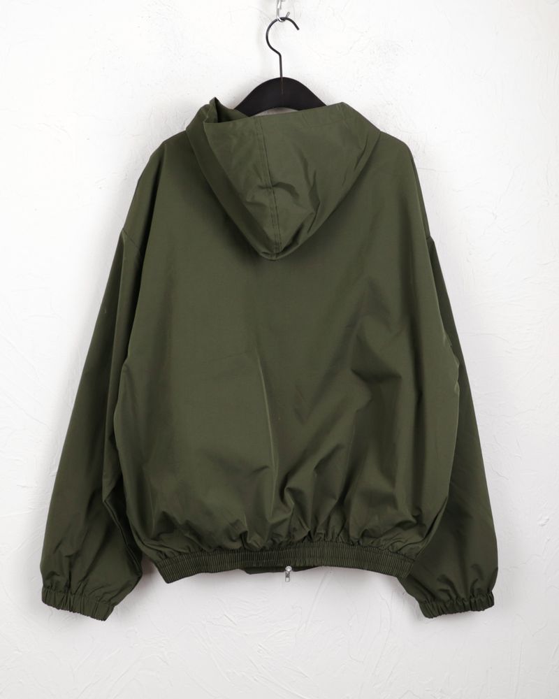 Linick high neck hooded nylon two-way zip-up