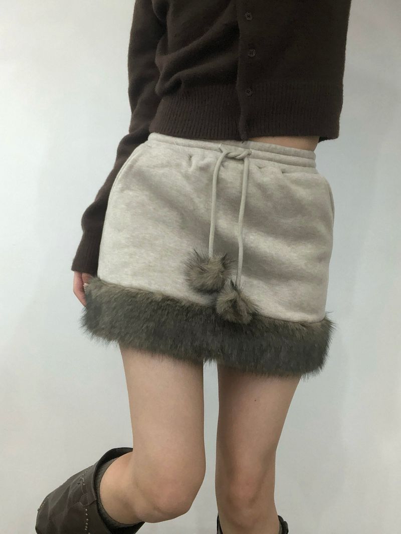 Soft Fur Brown Sweat Skirt