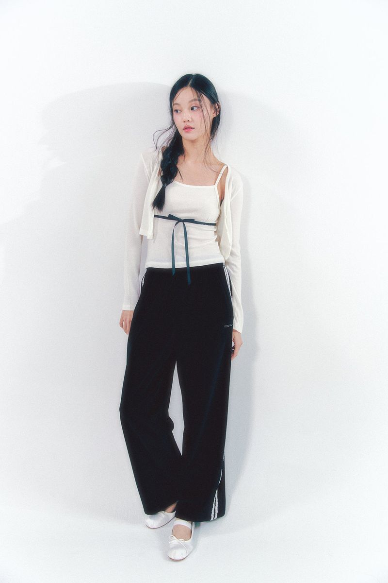 Velvet Lace Track Pants Black