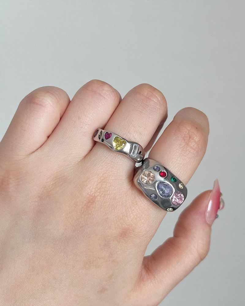 [aespa/Nmixx/Wooah/TNX] Silver gemstone ring_2