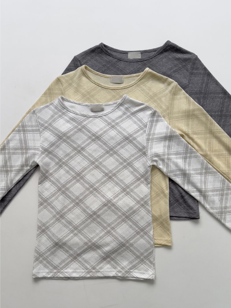Checked Slim Long Sleeve T-shirt