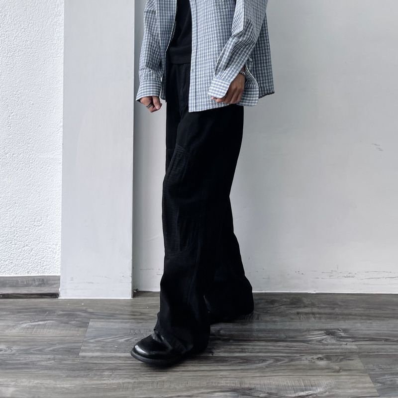 Curved Stitch Wide Trousers