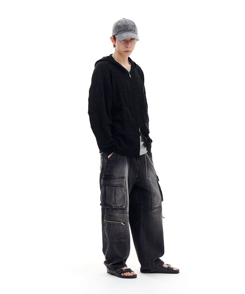 BOLD APPLIQUE DENIM 5-PANEL CAP (CHARCOAL)