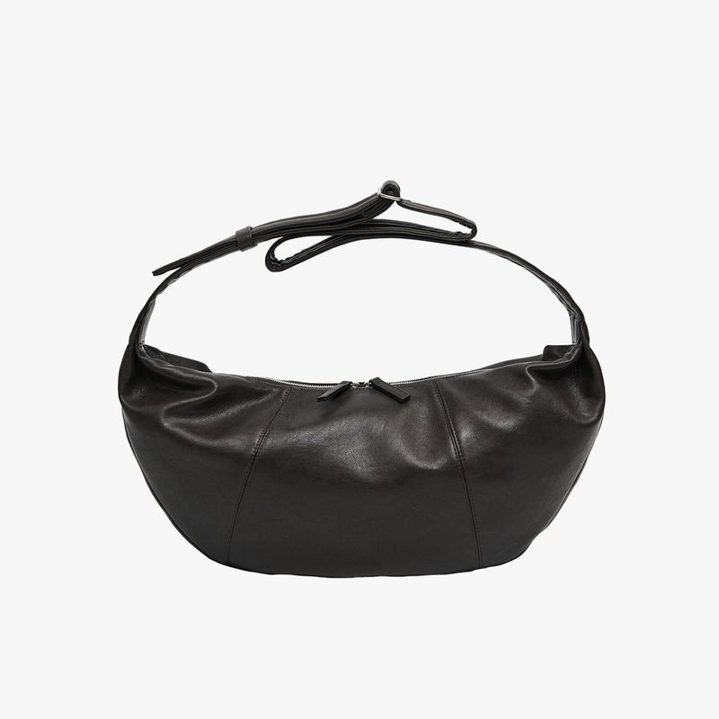 MADGOAT(マッドゴート)の「Split Half Moon Messenger Bag_Dark brown(Bags)」