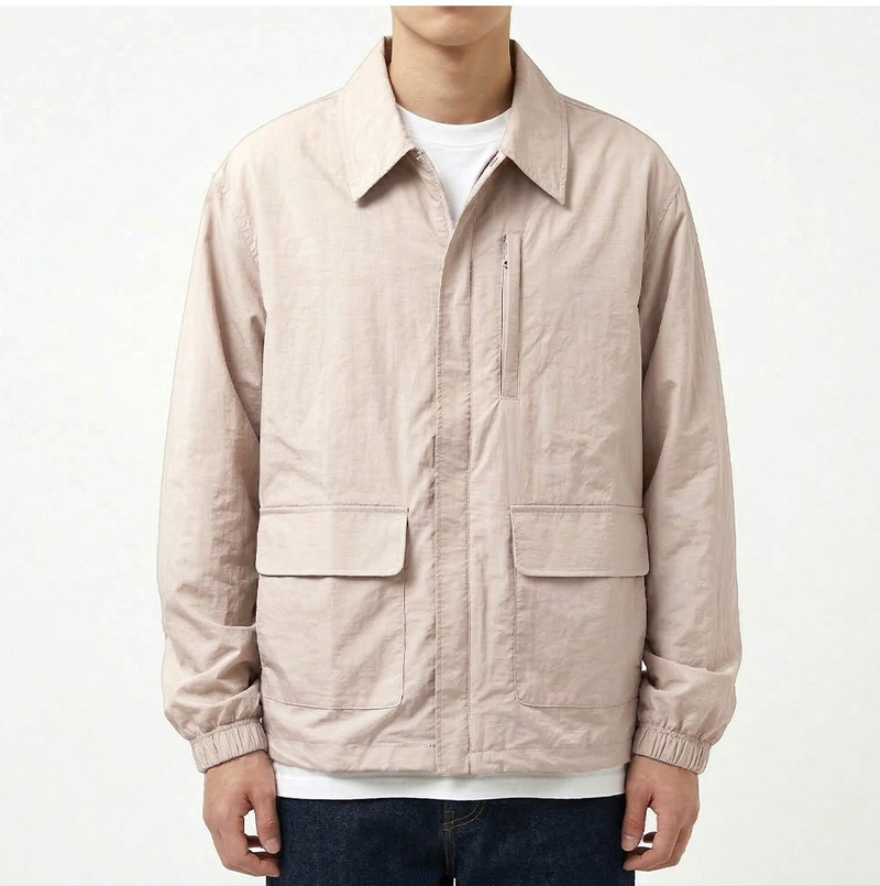 Lightweight Collared Windbreaker Light Beige