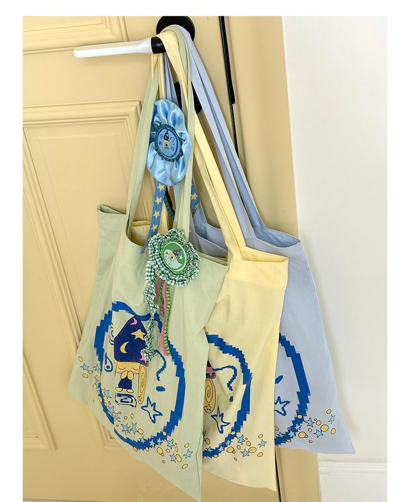 UnsocialNight Autumn New All-match Original Printed Cartoon TaichiDog Canvas Bag for Women