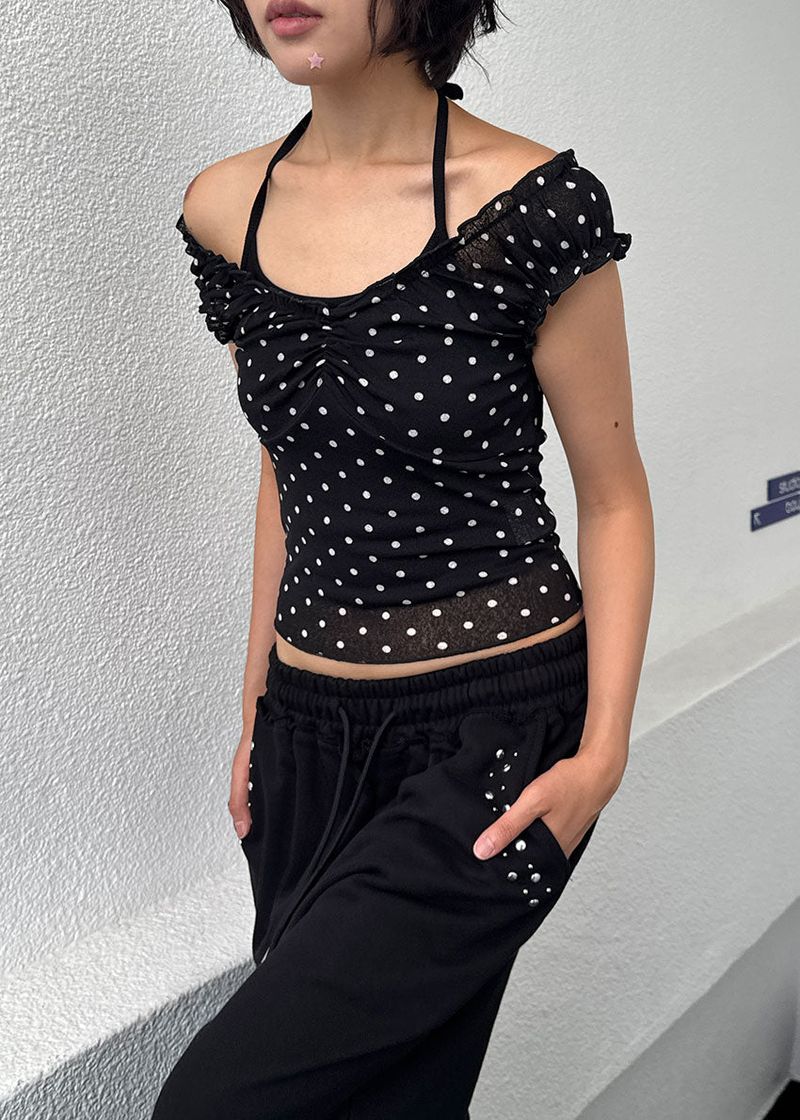 SHIRRING DOT 2-WAY TOP