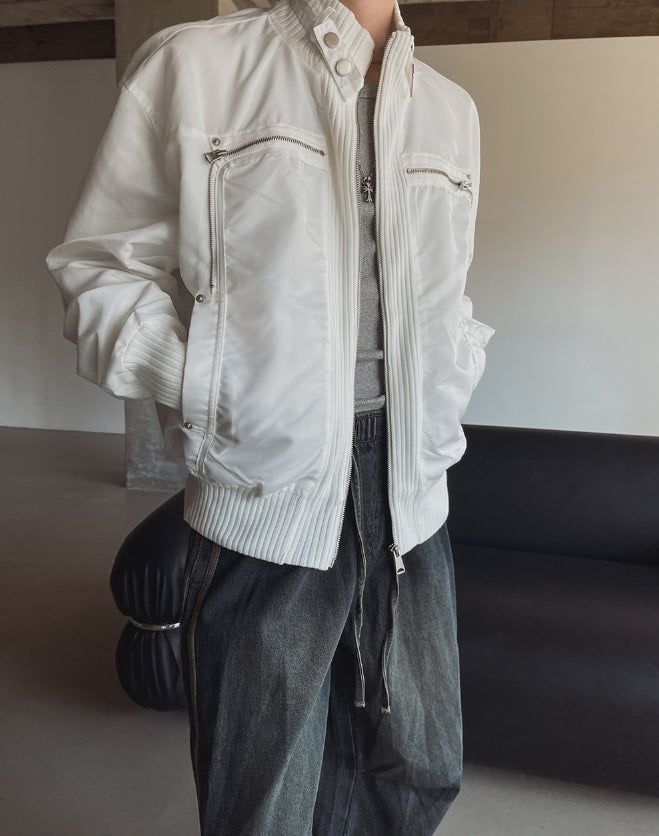Hi-Lo Zipper Banded Jacket
