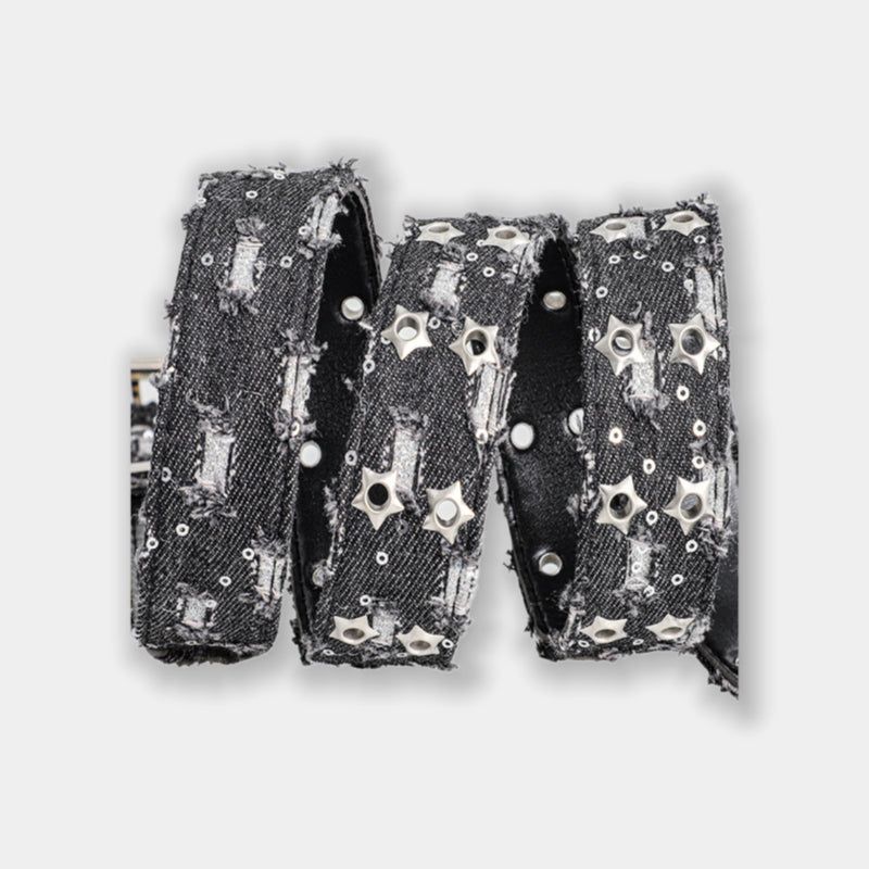 Denim Star Eyelet Double Belt