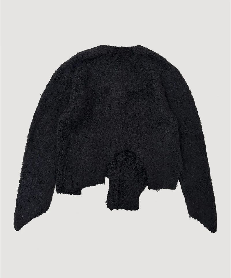 CUTTING MOHAIR KNIT CARDIGAN