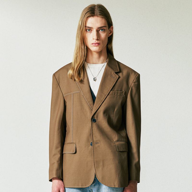 HALF STITCH BLAZER BROWN