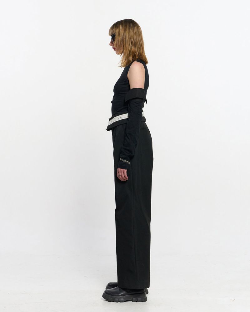  Fold Over Wide Slacks _ BLACK