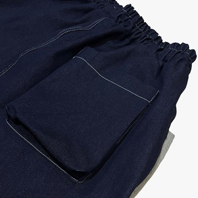 reverse terry pocket denim capri shorts_blue