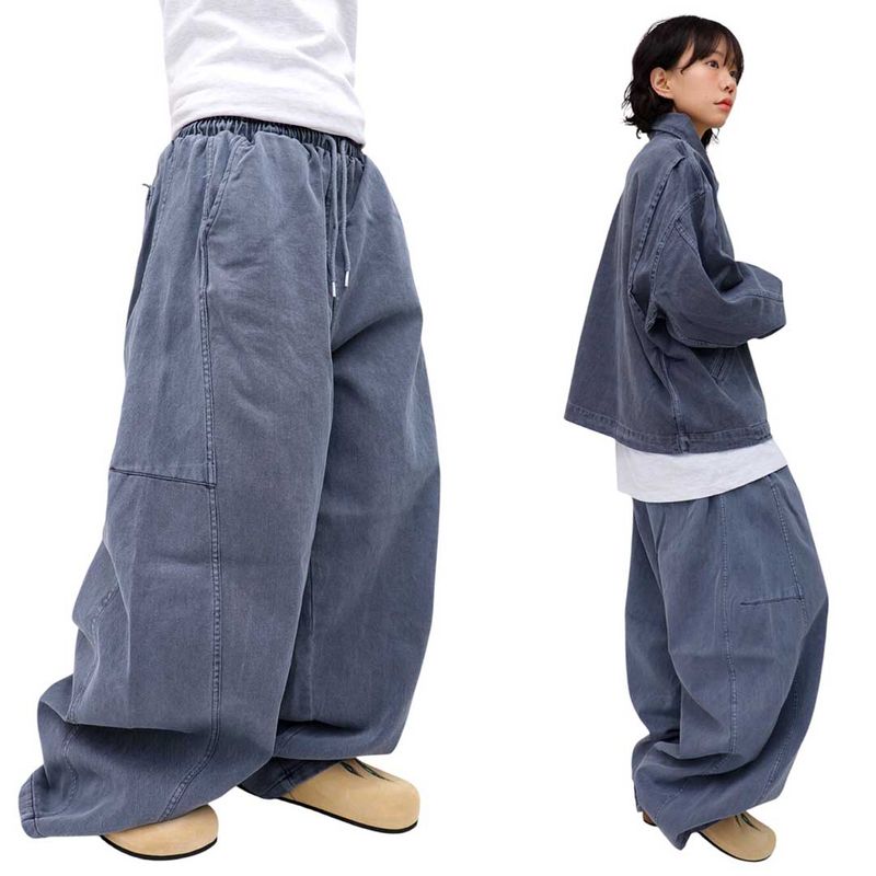Wide Pigment Seamed Balloon Pants