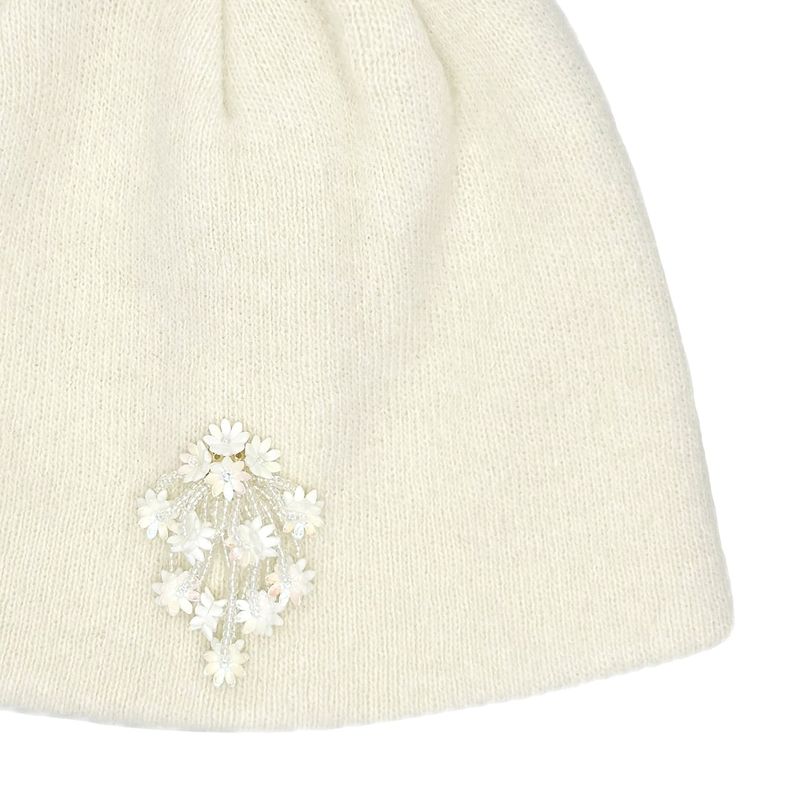 Drop Beads Angora Short Beanie [Ivory]