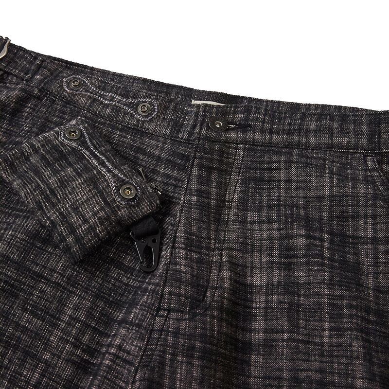 Shaggy check pouch pants / Black purple