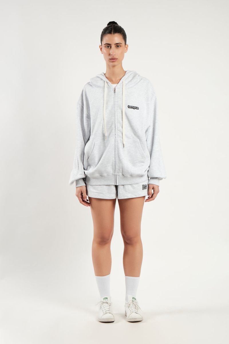 TEMPUS PATCH STANDARD HOOD ZIP-UP [WHITE MELANGE]