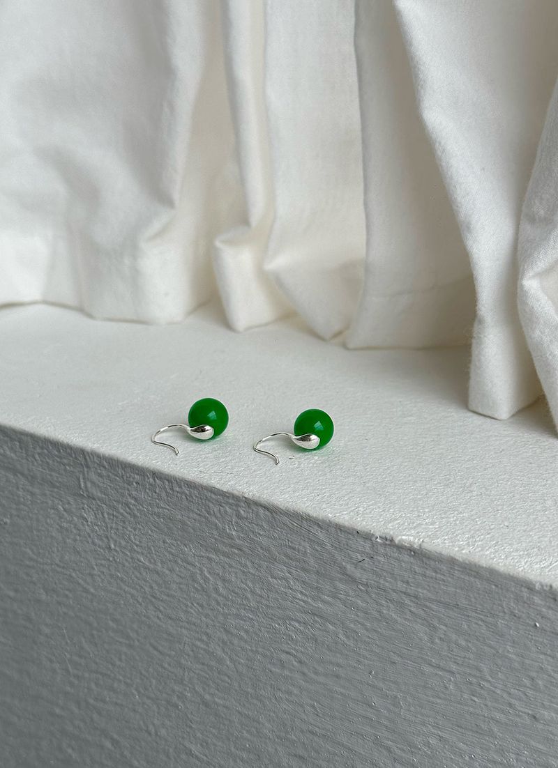 [silver925] jade ball hook earring