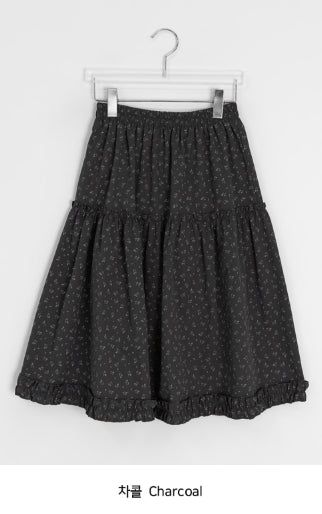 Bihina Flower Shirring Long Skirt
