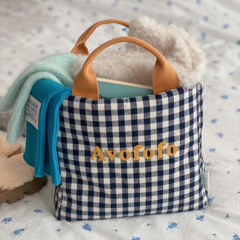 Avofofo（アボポポ）の「Porto check pattern bag picnic check cotton cloth bag cross shoulder tote bag S size（Bags）」