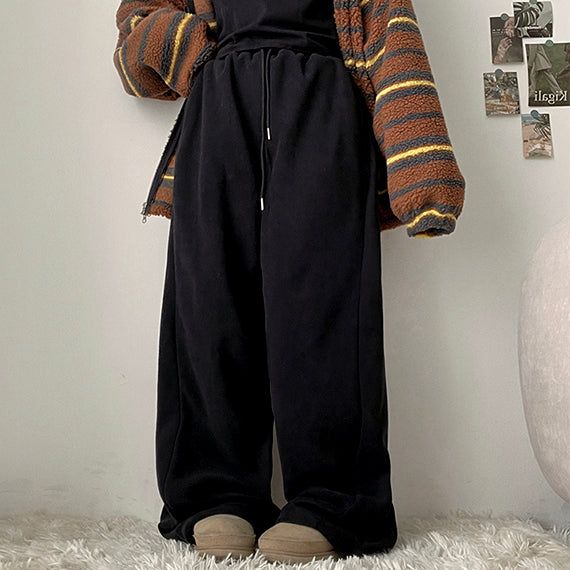 Chelsea string banding fleece wide pants