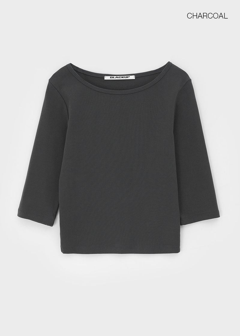 [B-BASIC] Standard Boat Neck 7/8 Sleeve T-Shirt 2SIZE