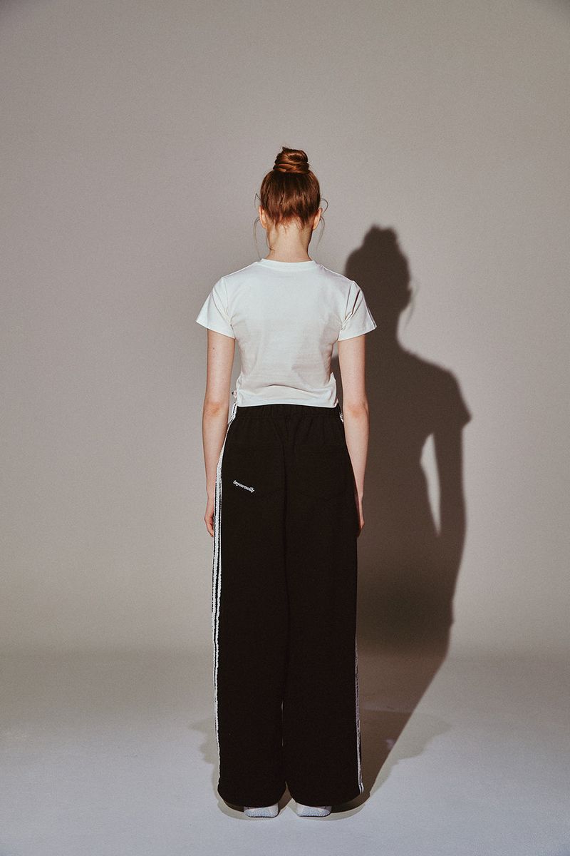 Lace Tape Track Pants Black