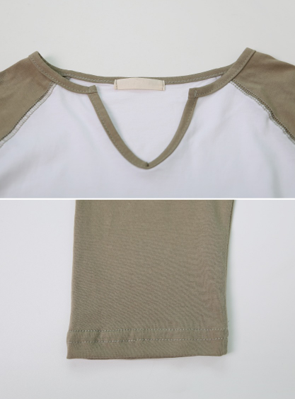 Lettering Reglan Split Long Sleeve T-shirt (3color)