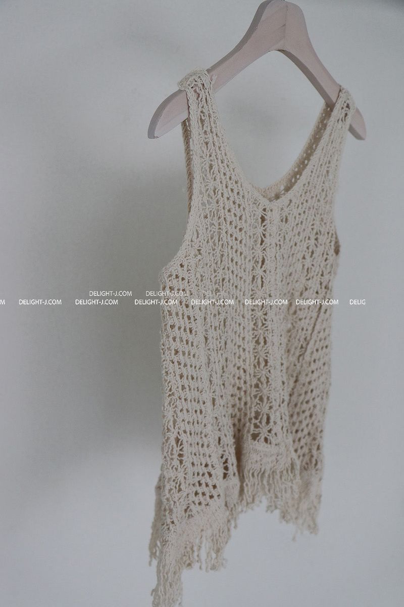 Crochet Fringed Knit Sleeveless