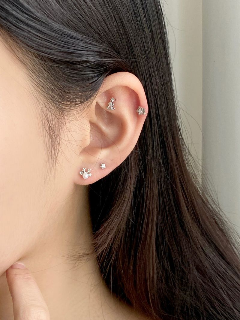 [5 set] white winter piercing set