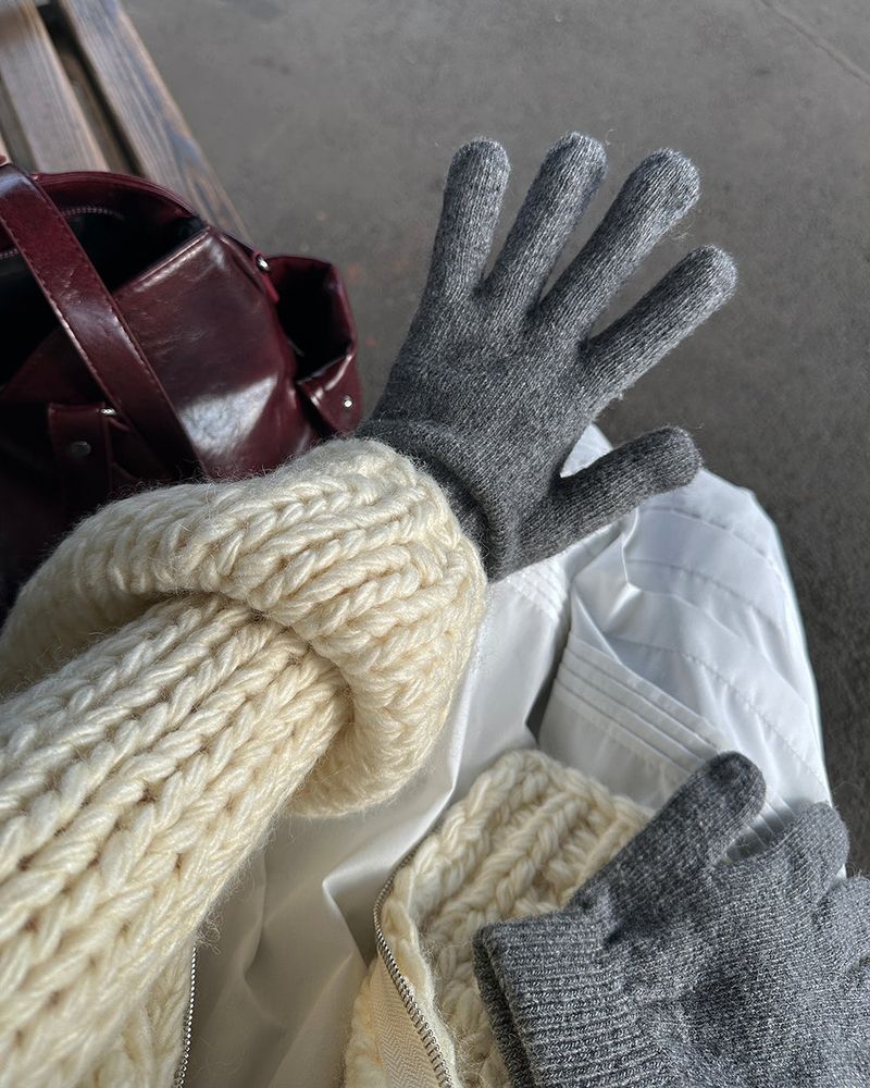wool knit finger gloves
