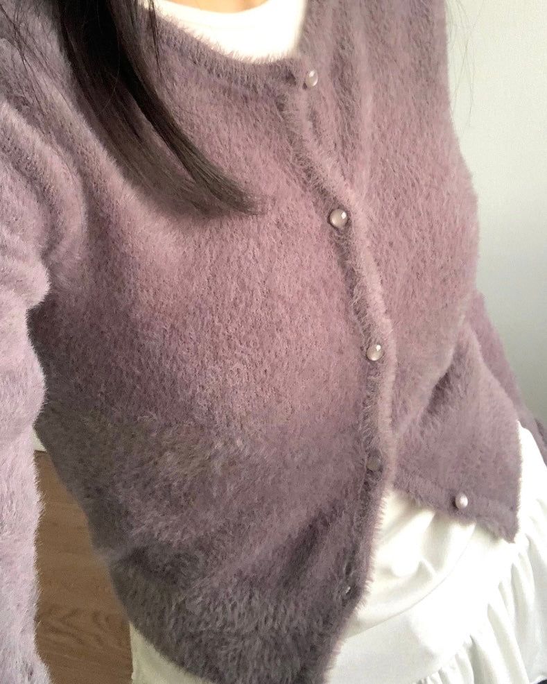 Ore Angora Fur Crop Cardigan 2C