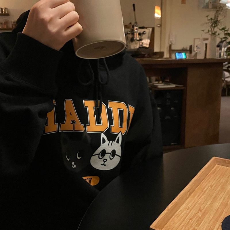 HADDE CAT HOODIE BLACK