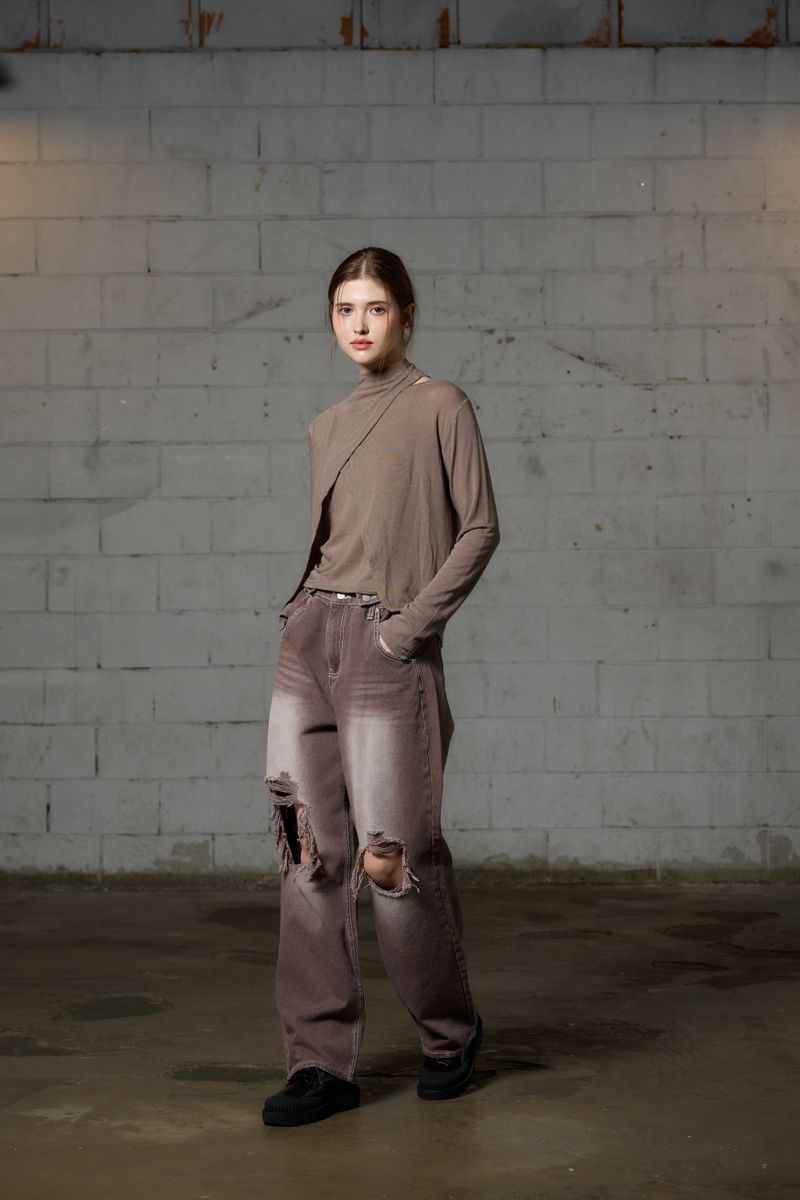 LOTUS DENIM PANTS / DARK BROWN