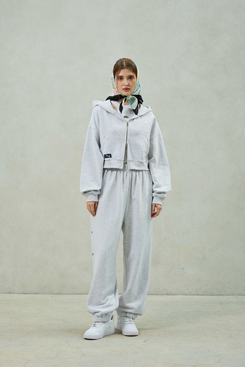 PITA SNAP OFF SWEAT PANTS / WHITE-MELANGE