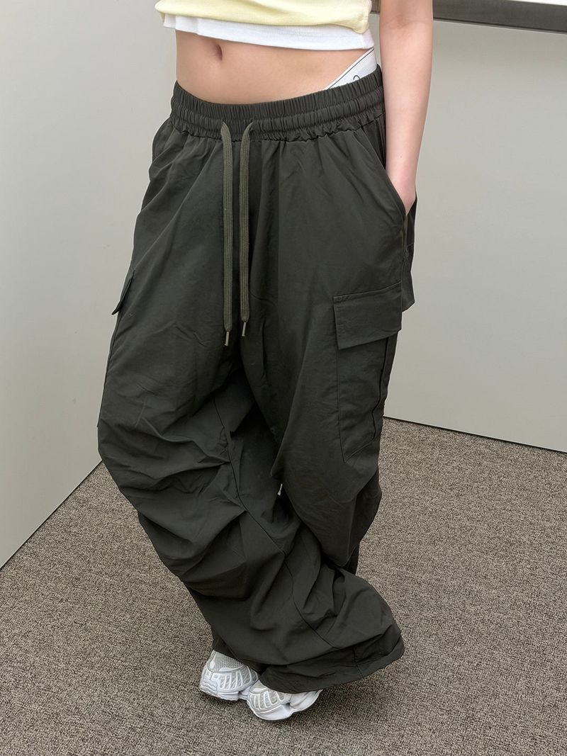 Daily nylon wide cargo pants(3color)