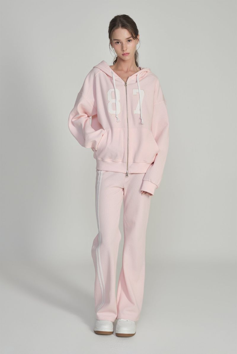 87 Waffle hooded zip-up, Pink